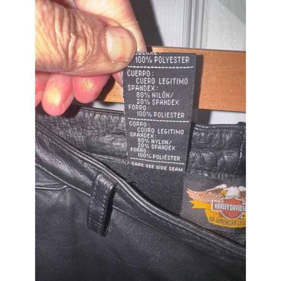 Harley Davidson Motor Biker Pants Leather Front Spandex Back 32/4 Comfort Riding - Picture 7 of 13